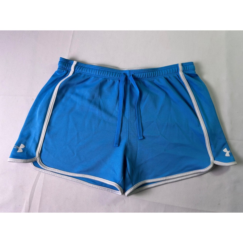 Under Armour HeatGear Women's Medium Blue White Trim Running Athletic Shorts MD